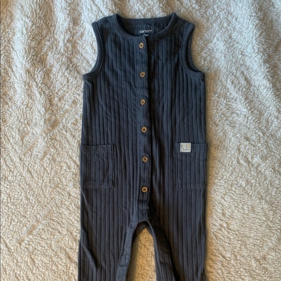 Gray Blue Ribbed romper summery versatile sleeveless - Picture 3 of 8